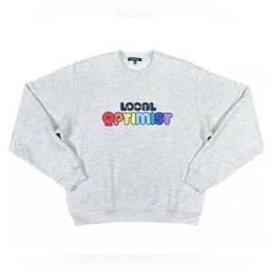 Madhappy Local Optimist Crewneck Sweatshirt Small Heather Gray NWT Oversized
